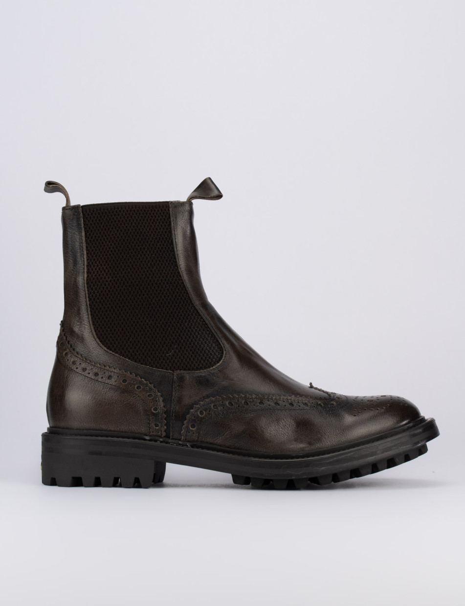 Low heel ankle boots heel 1 cm dark brown leather