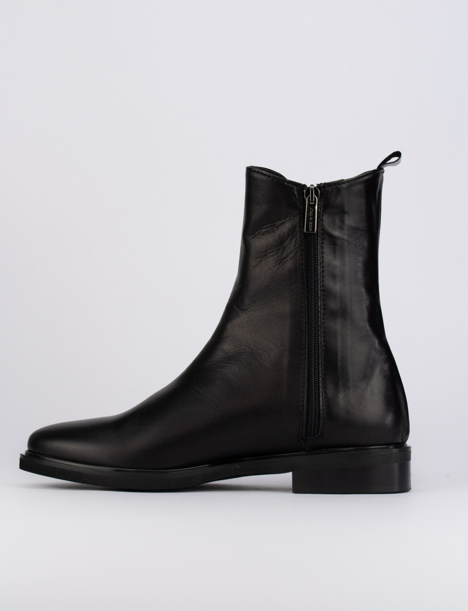 Low heel ankle boots heel 1 cm black leather