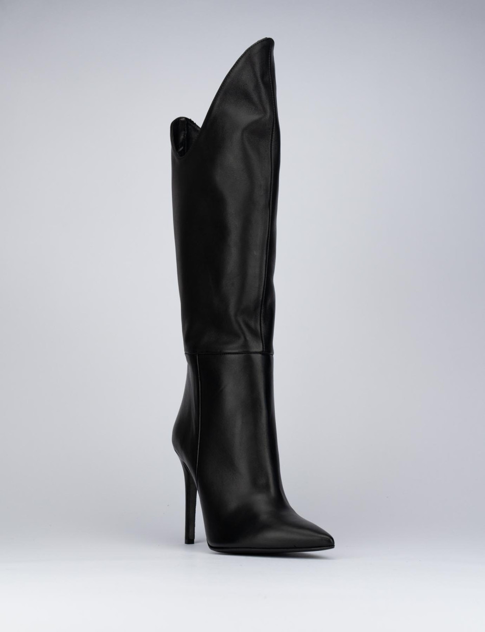 High heel boots heel 11 cm black leather