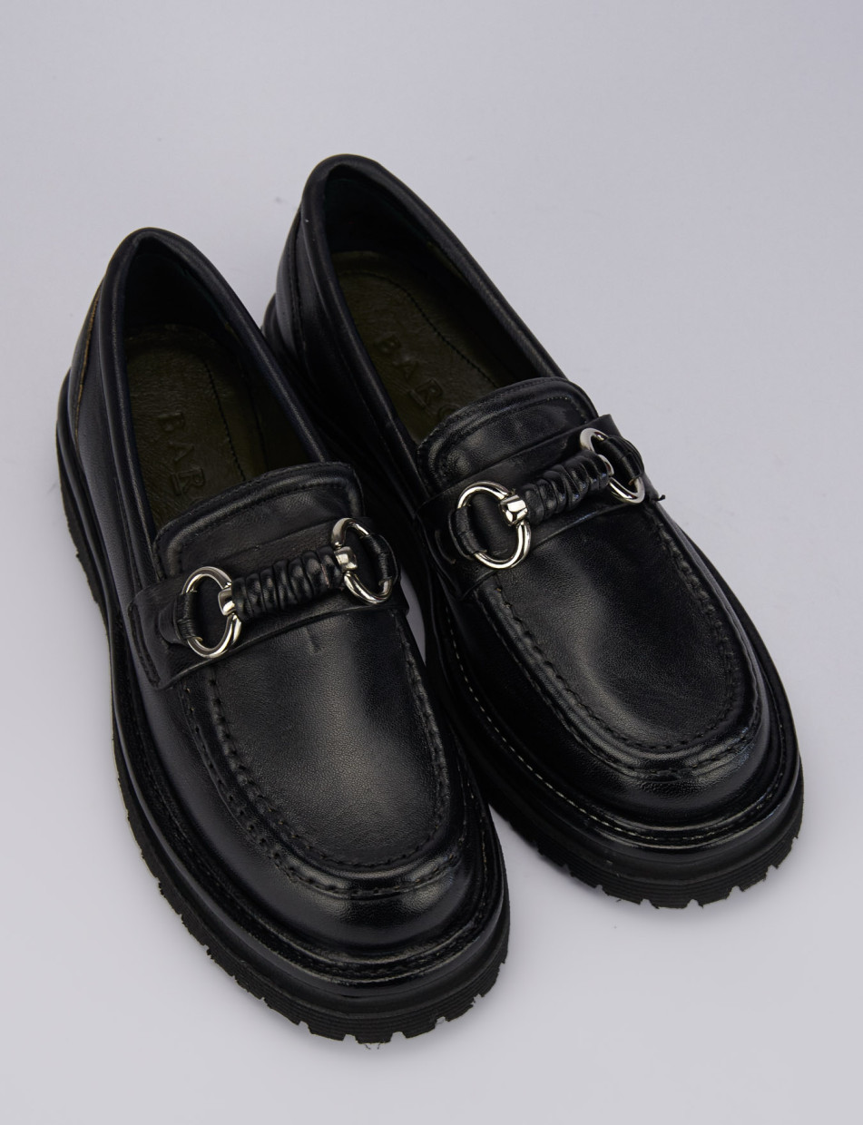 Mocassino tacco 1 cm nero pelle