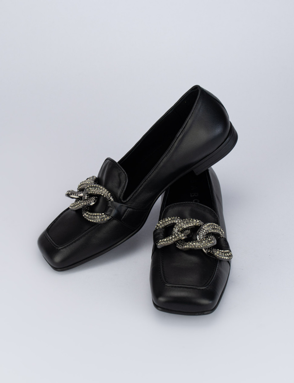 Loafers heel 1 cm black leather