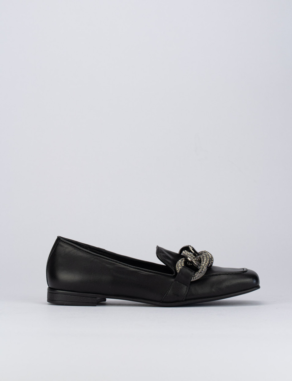 Loafers heel 1 cm black leather