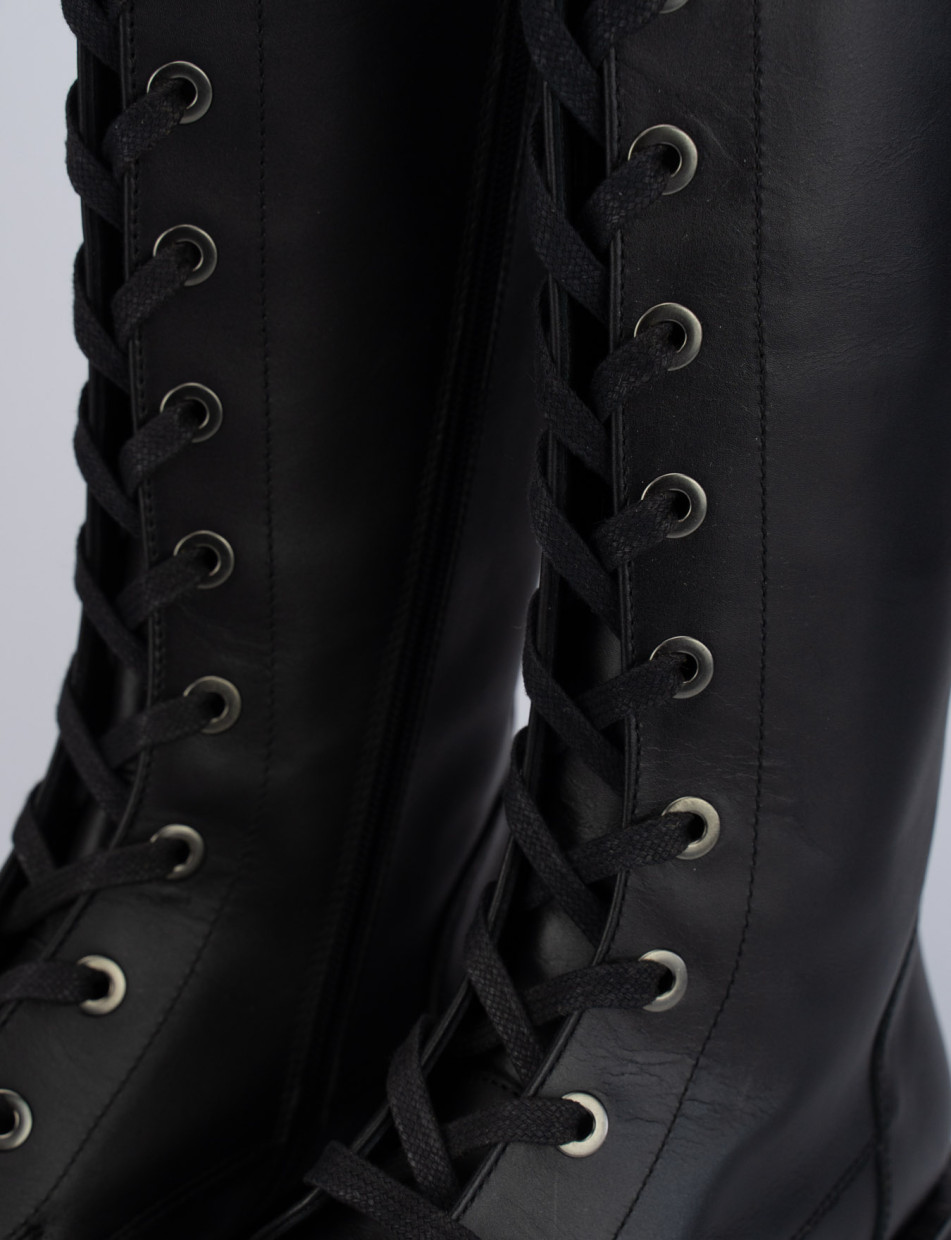 Combat boots heel 1 cm black leather