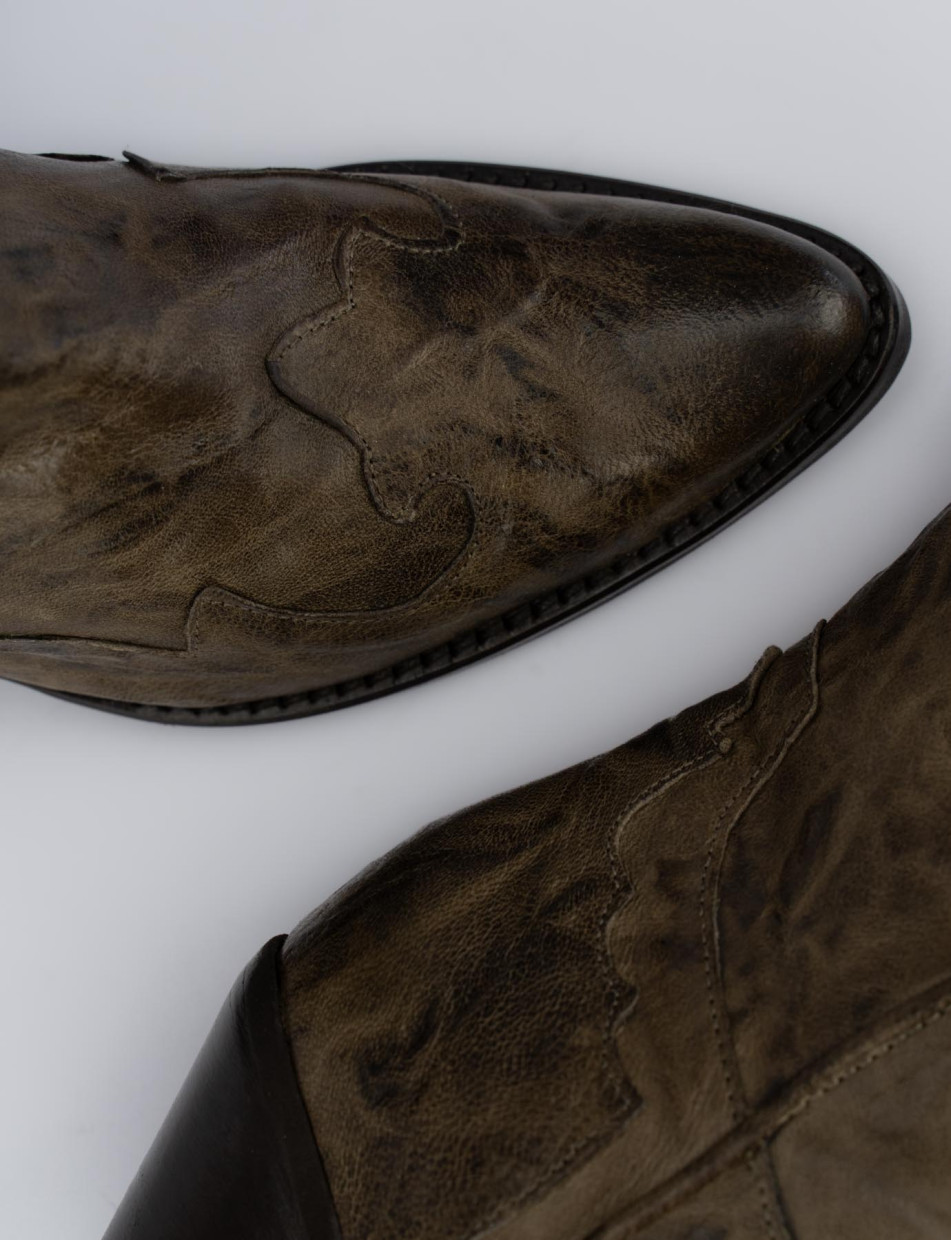 High heel boots heel 5 cm beige leather