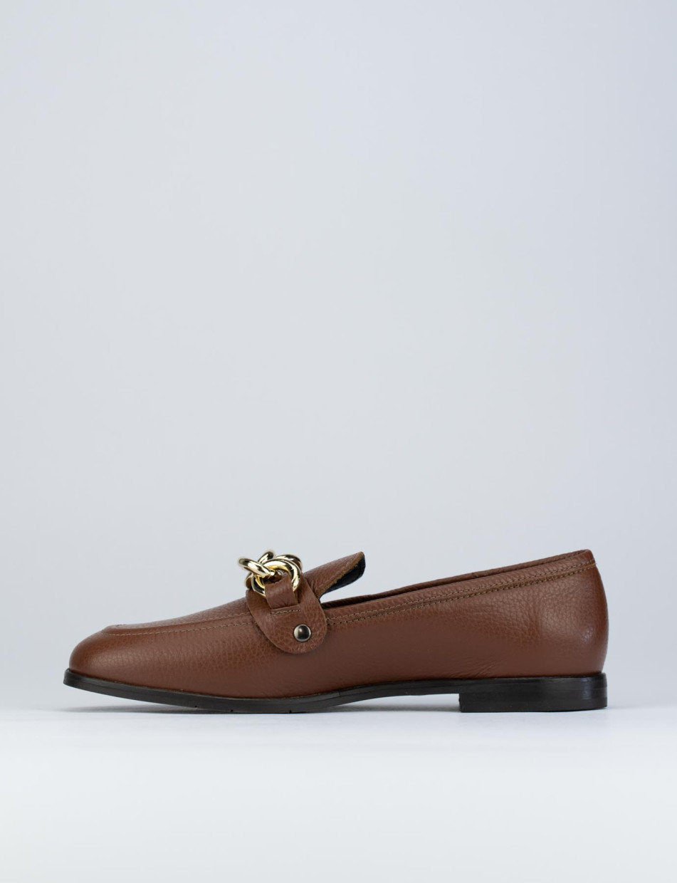 Loafers heel 1 cm brown leather