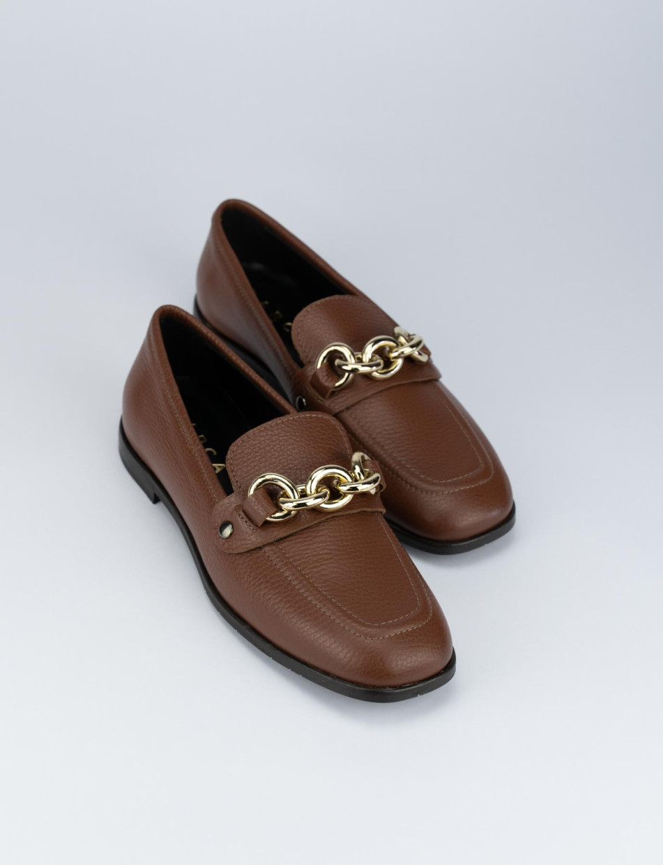 Loafers heel 1 cm brown leather