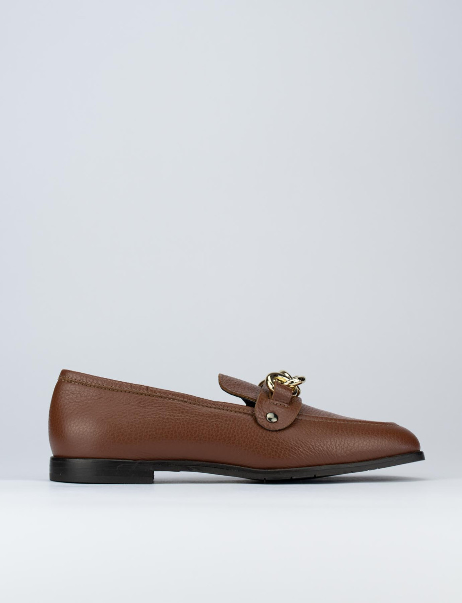 Loafers heel 1 cm brown leather