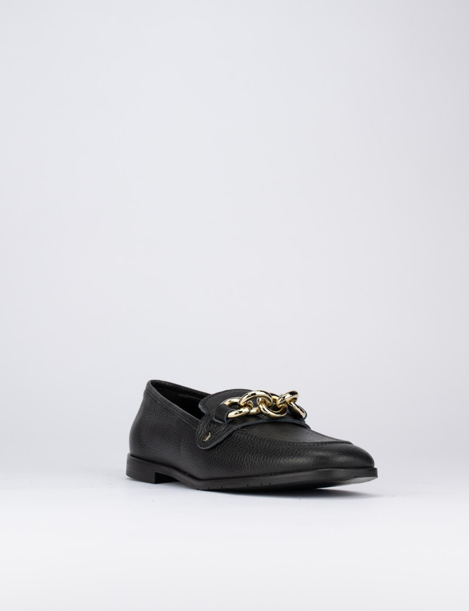 Mocassino tacco 1 cm nero pelle