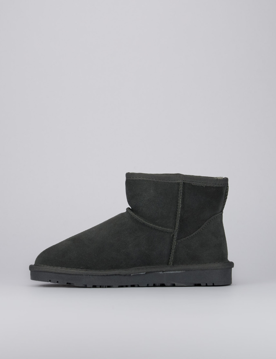 Gray ankle top boots low heel