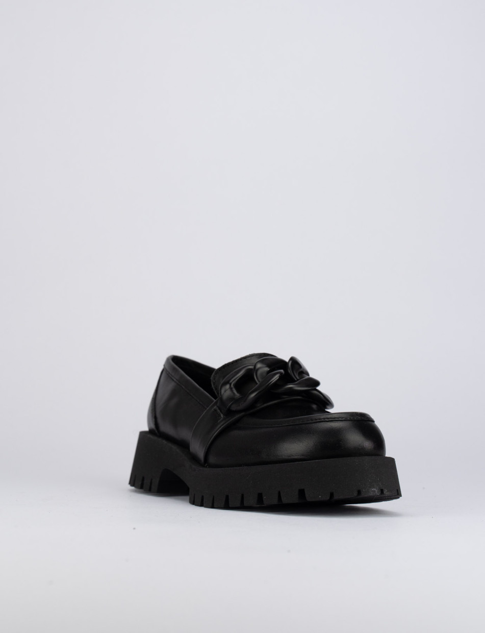 Mocassino tacco 1 cm nero pelle