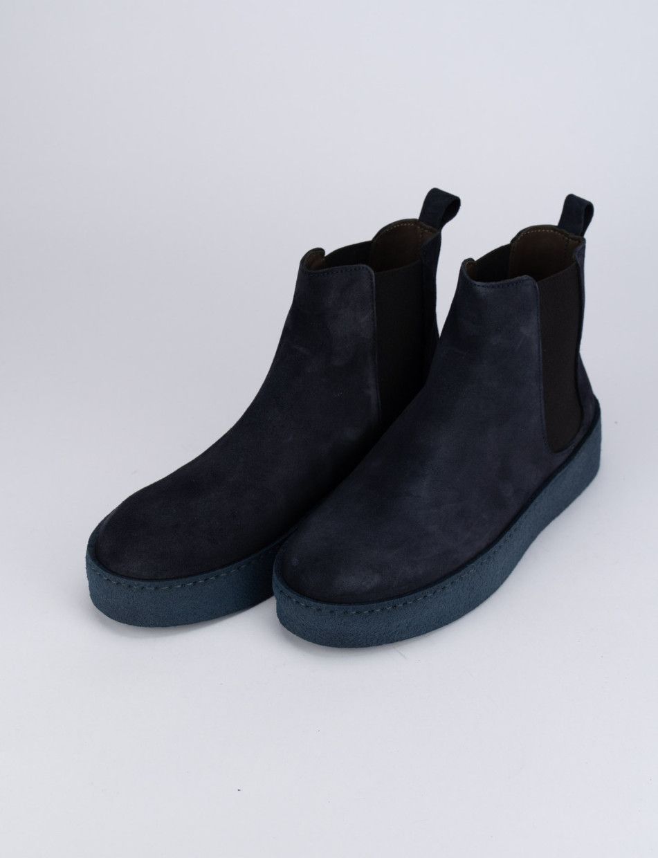 Low heel ankle boots heel 1 cm blu chamois