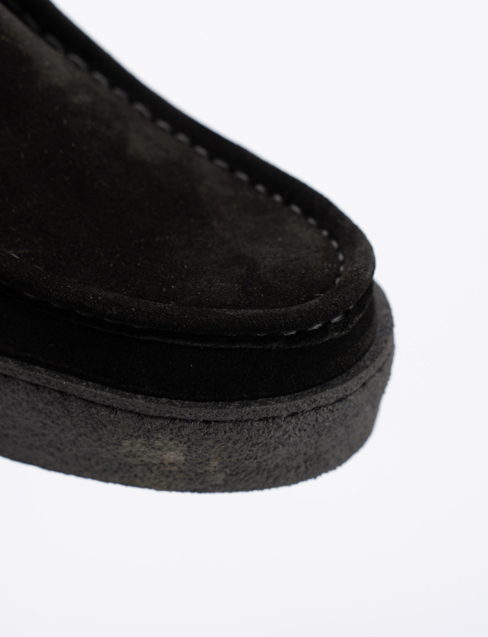 Lace-up shoes heel 1 cm black chamois