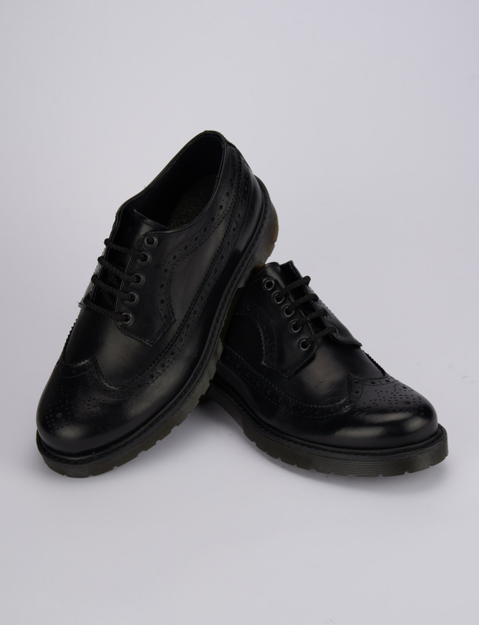 Lace-up shoes heel 1 cm black leather