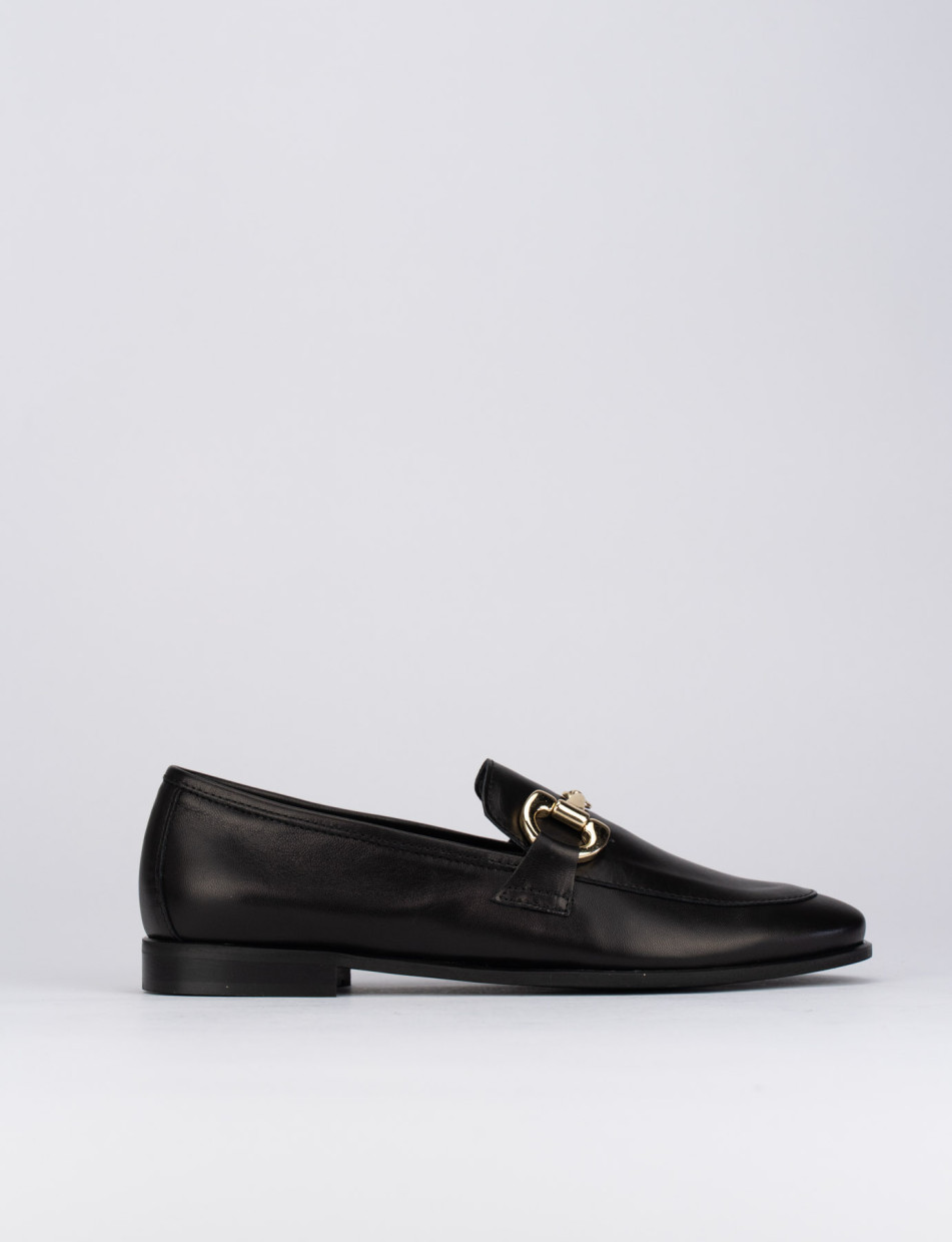 Mocassino tacco 1 cm nero pelle