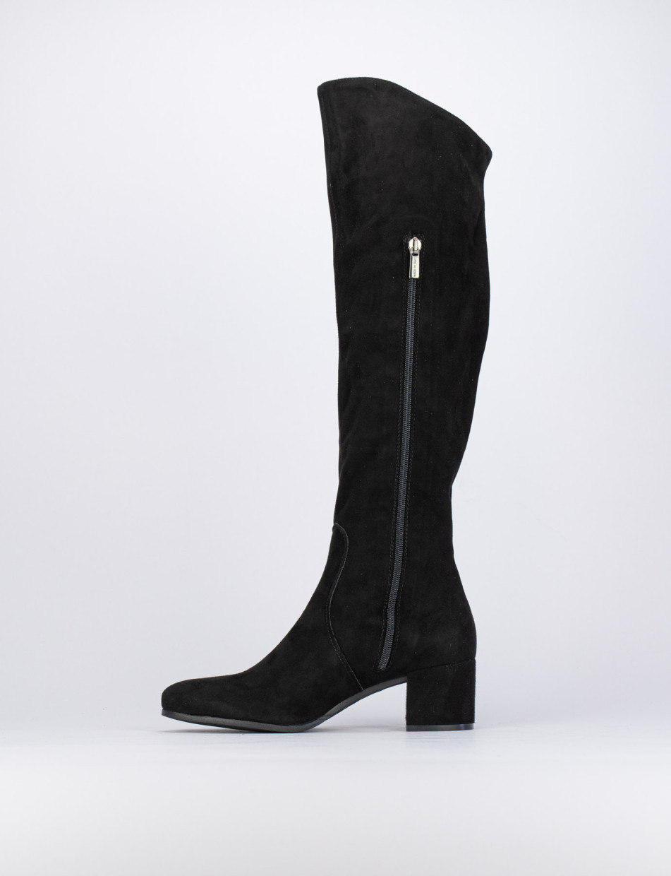 Stivale tacco 5 cm nero camoscio Barca Stores