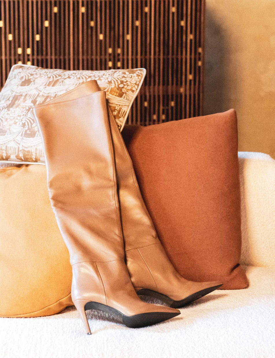 Nude leather boots deals