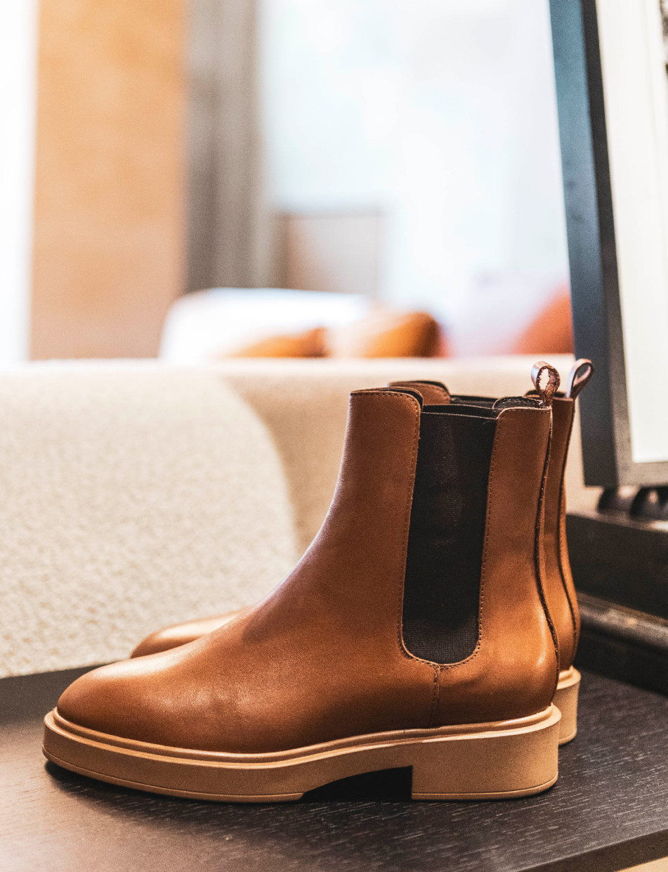 Low heel ankle boots heel 2 cm dark brown leather