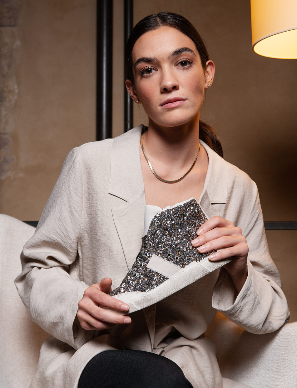 Sneakers glitter argento