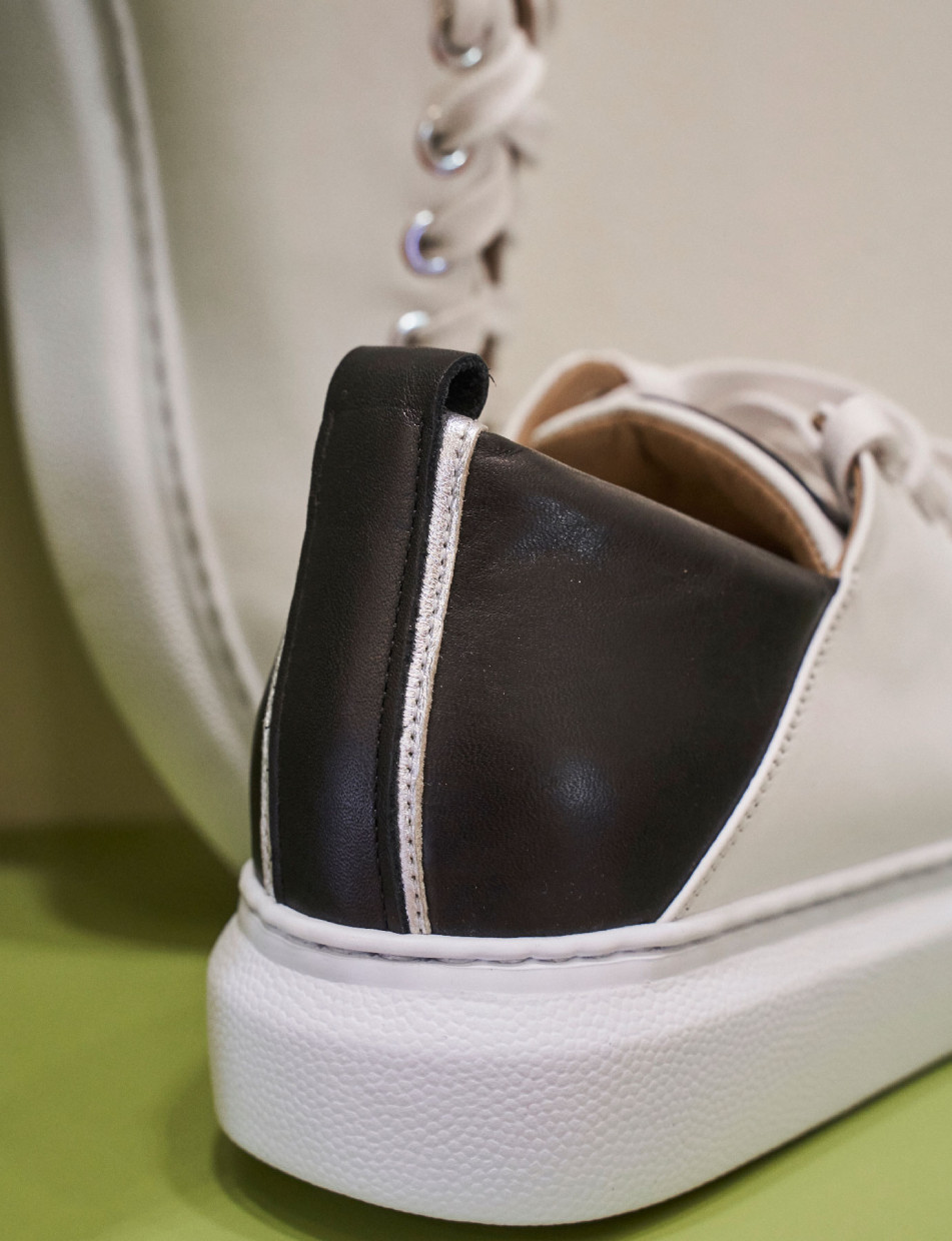 Sneakers heel 1 cm white leather