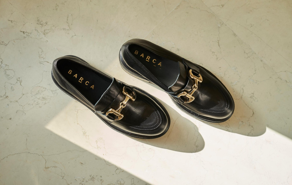 Loafers heel 1 cm black leather