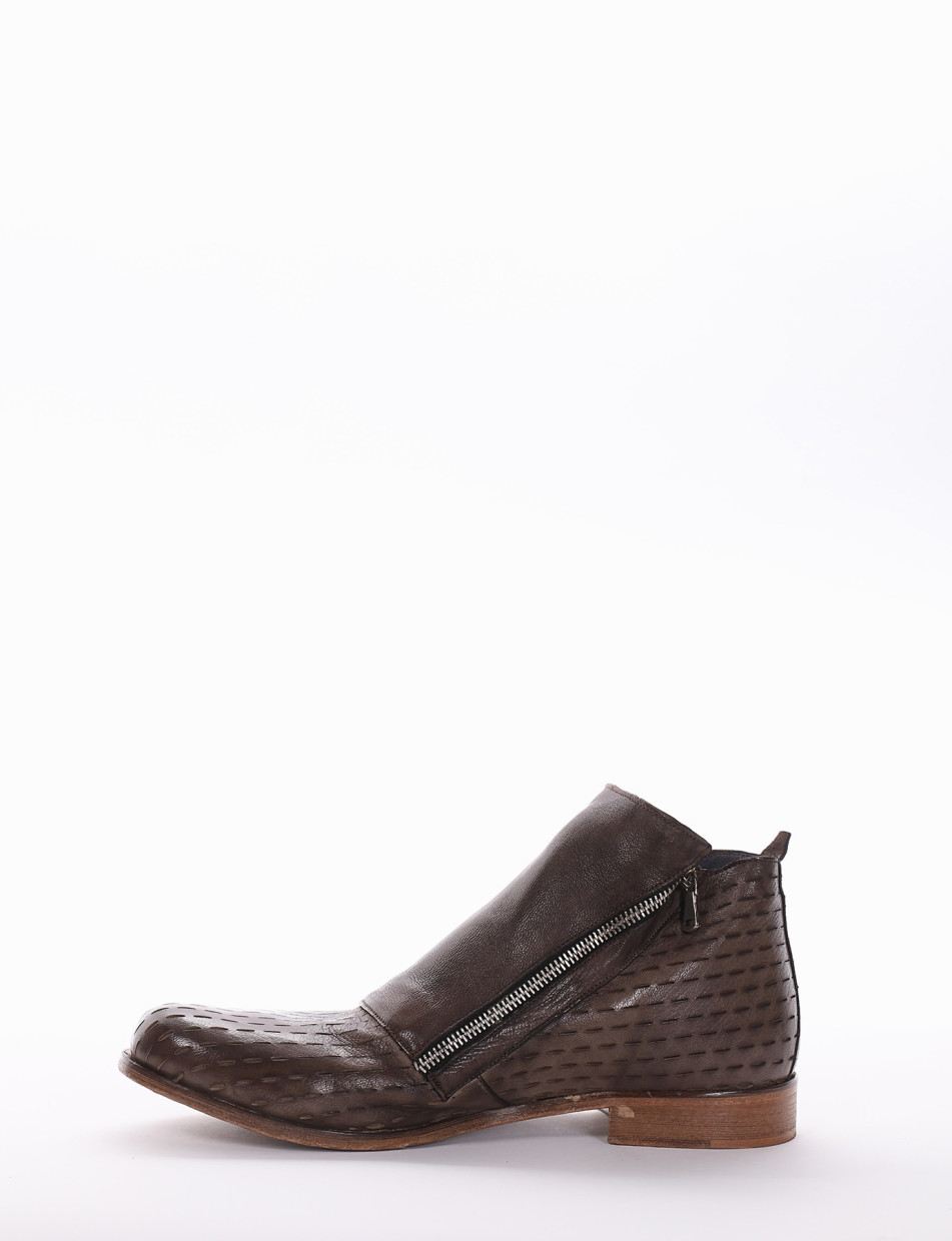 Ankle boots heel 2 cm dark brown leather