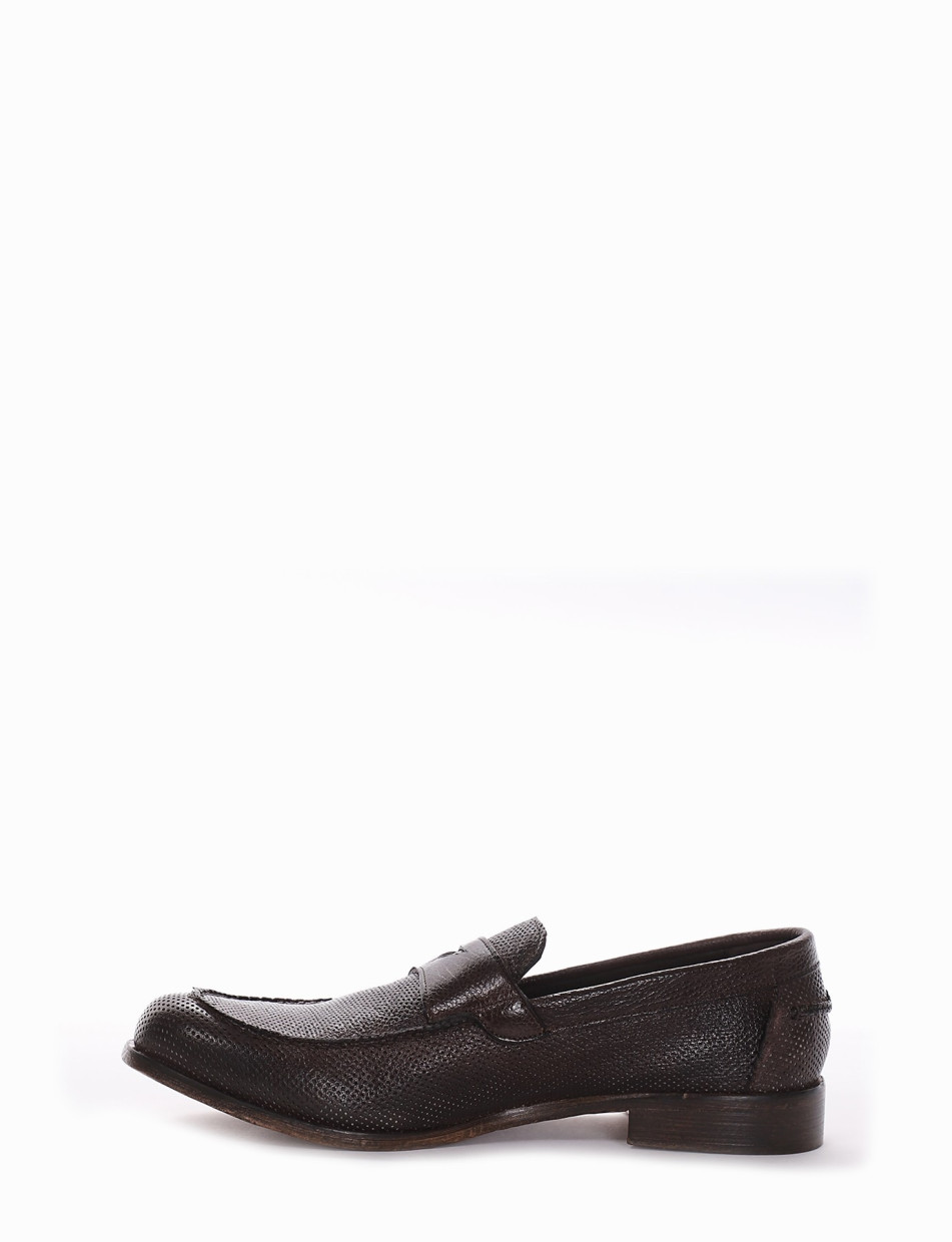 Loafers heel 2 cm dark brown leather