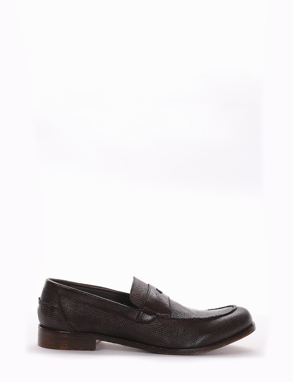 Loafers heel 2 cm dark brown leather