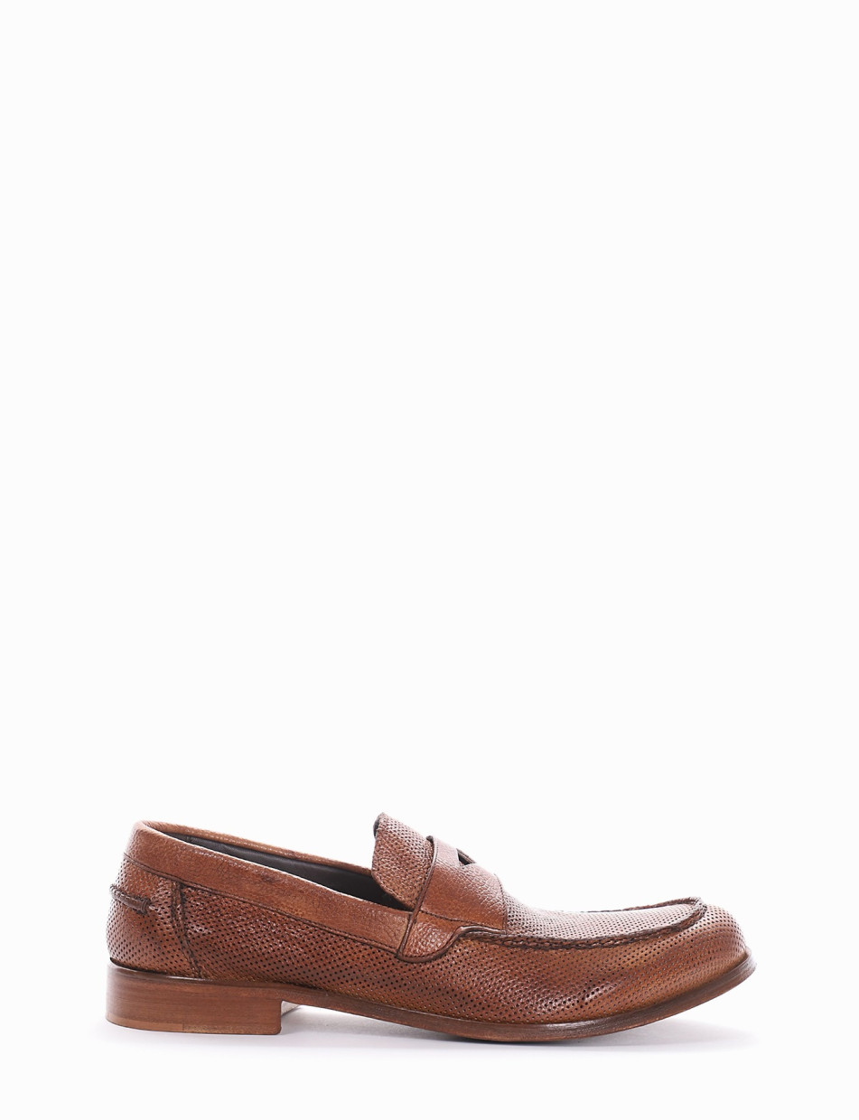 Loafers heel 2 cm brown leather