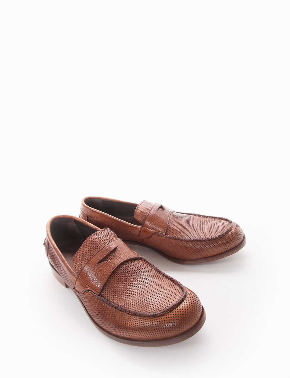 Loafers heel 2 cm brown leather