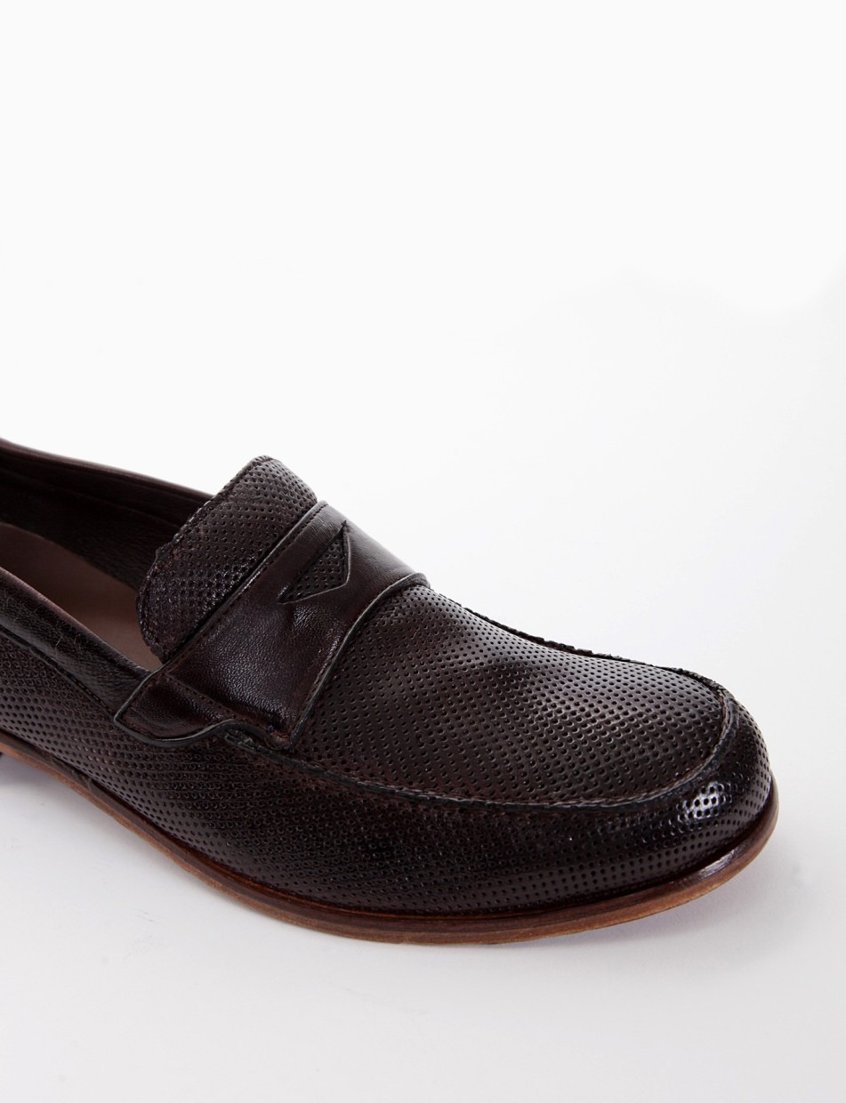 Loafers heel 2 cm dark brown leather