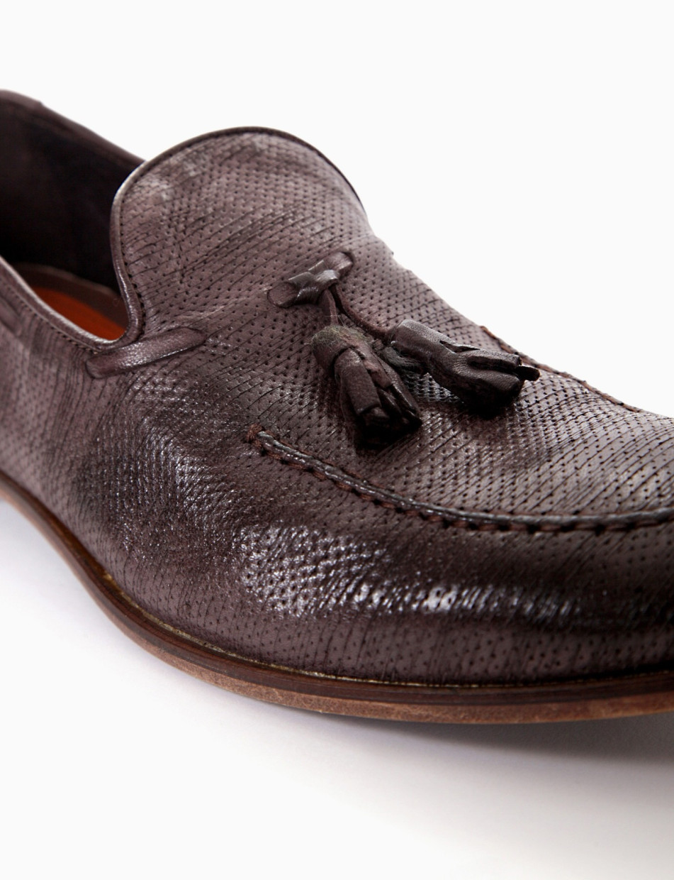 Loafers heel 2 cm dark brown leather