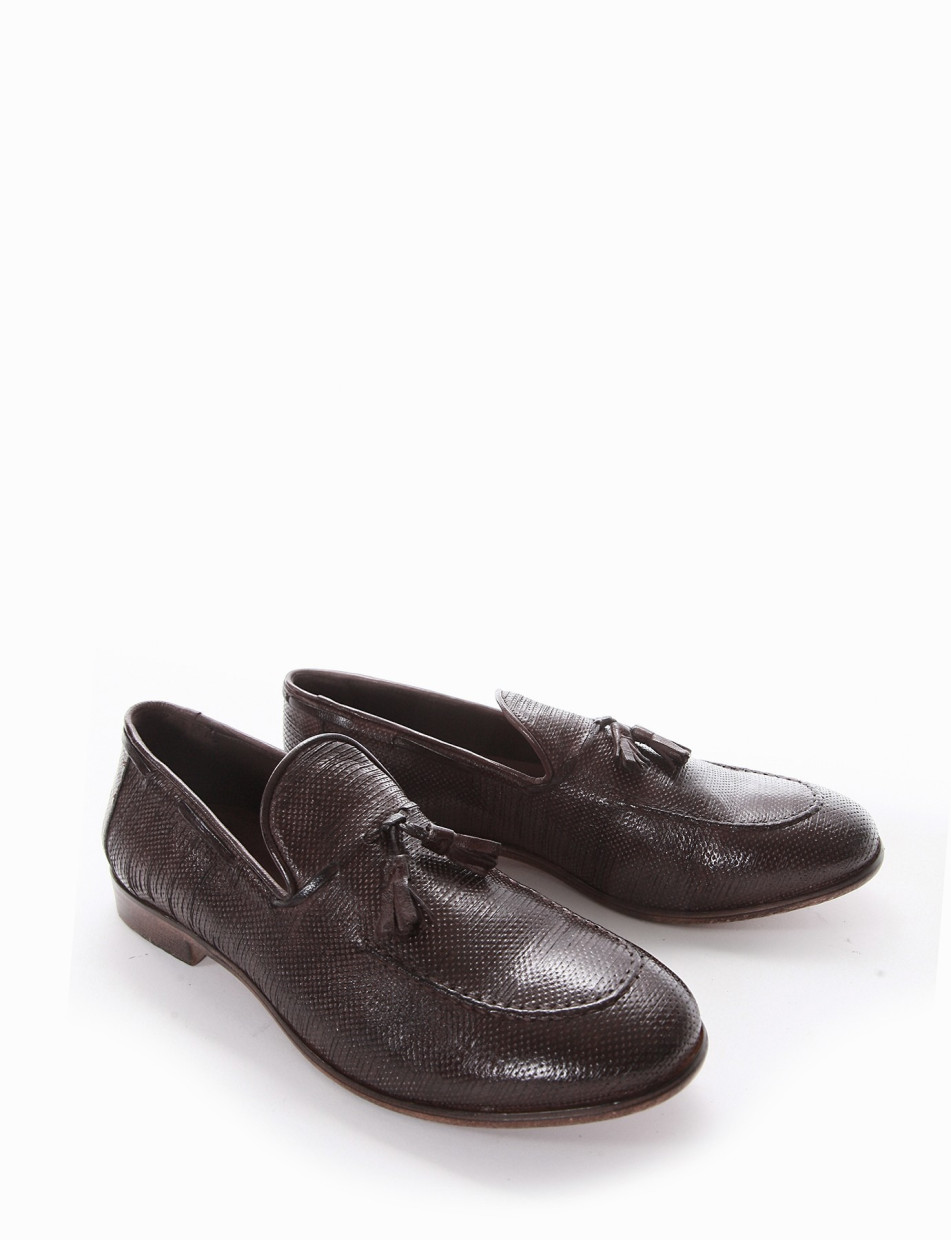 Loafers heel 2 cm dark brown leather