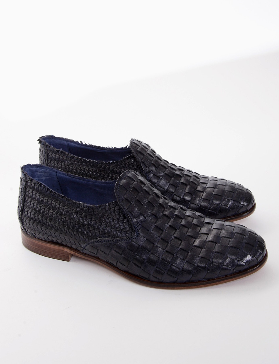 Loafers heel 2 cm blu leather