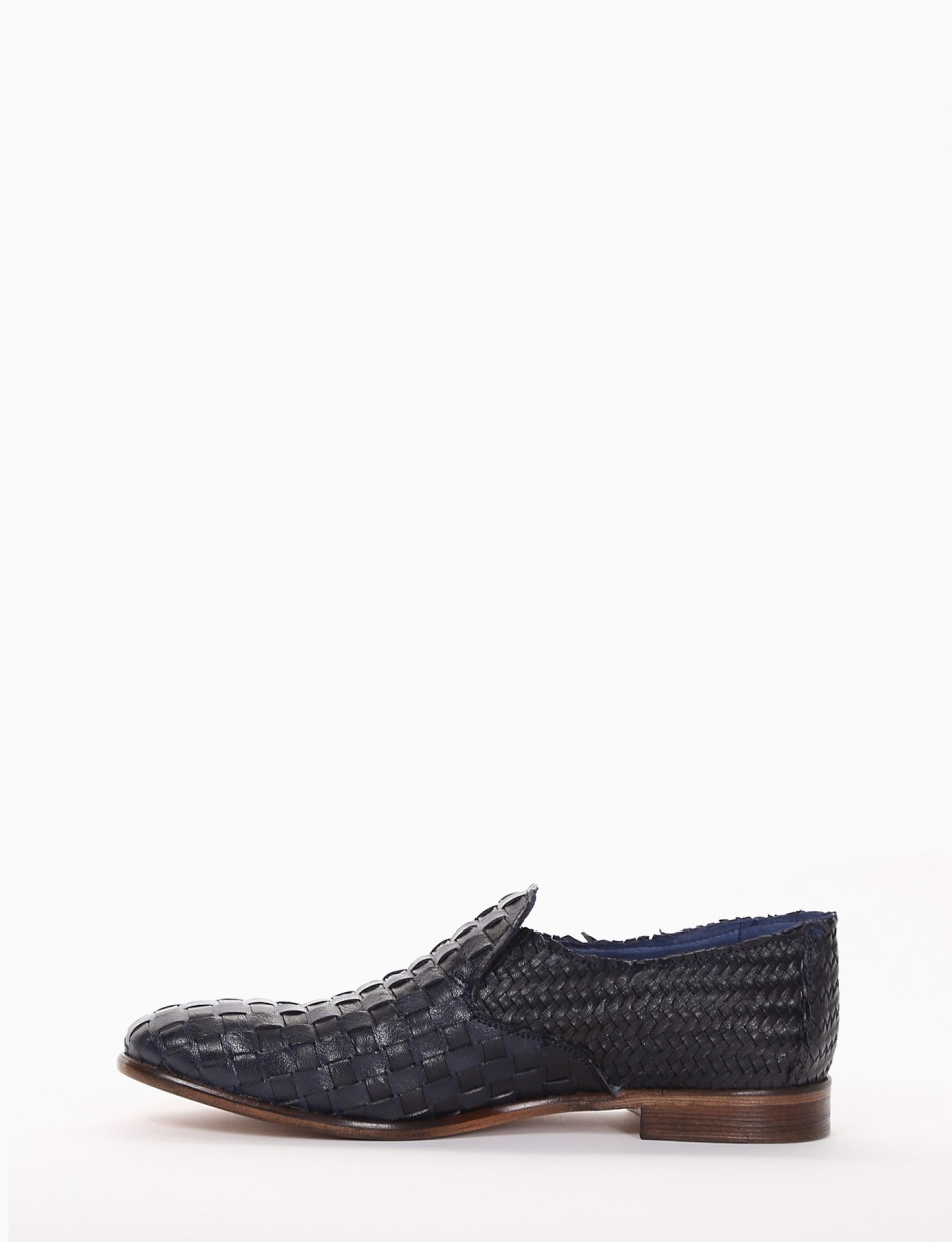 Loafers heel 2 cm blu leather