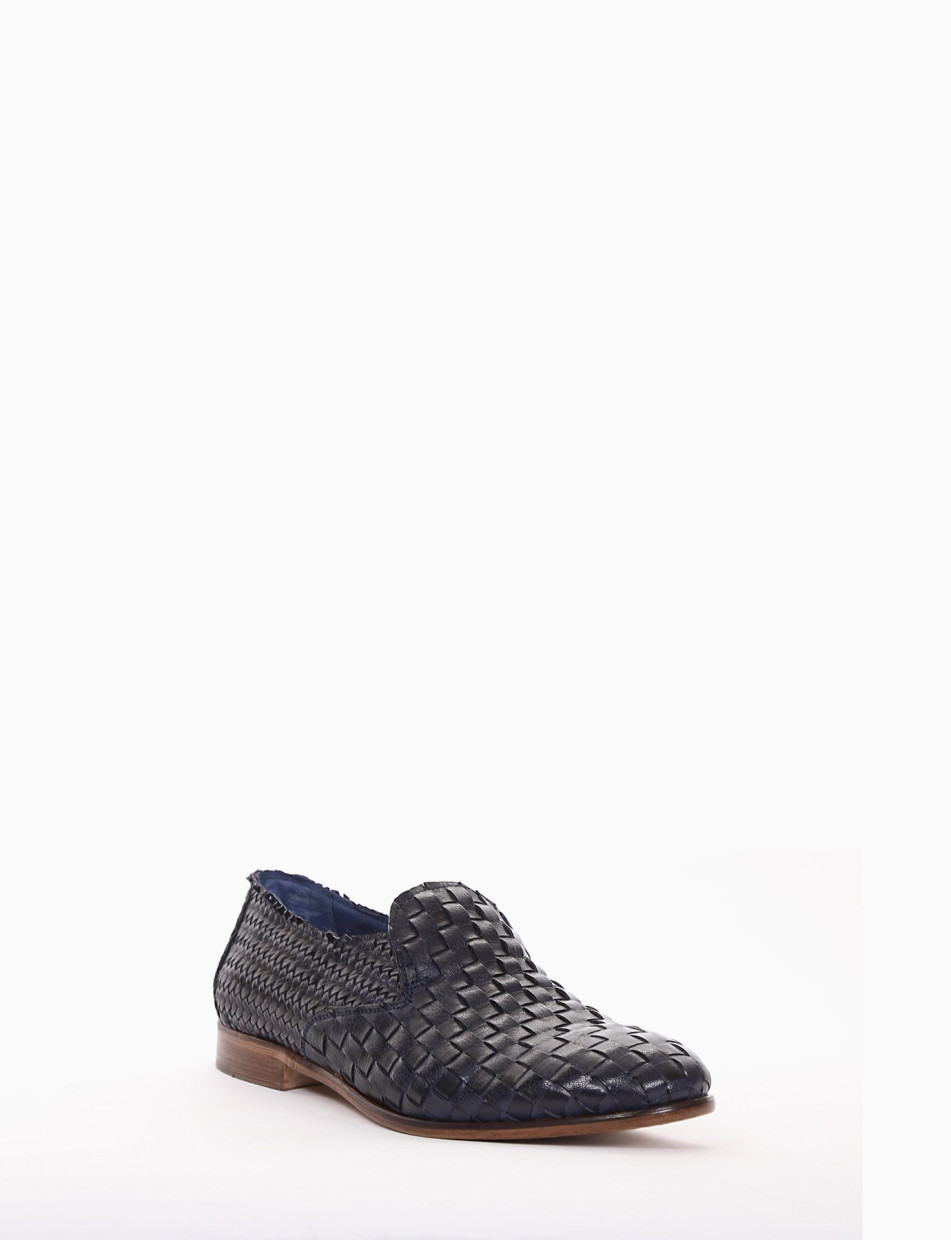 Loafers heel 2 cm blu leather