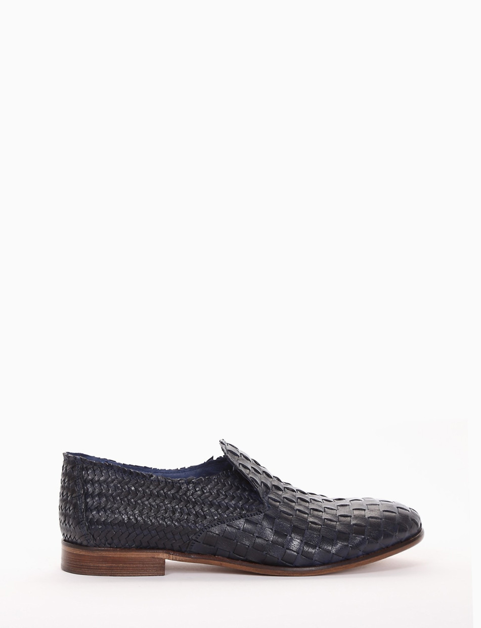 Loafers heel 2 cm blu leather