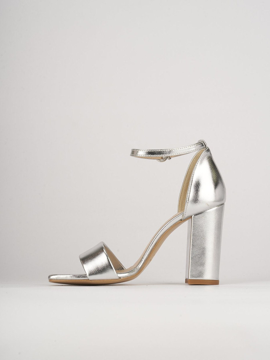 Sandali tacco 8cm pelle argento