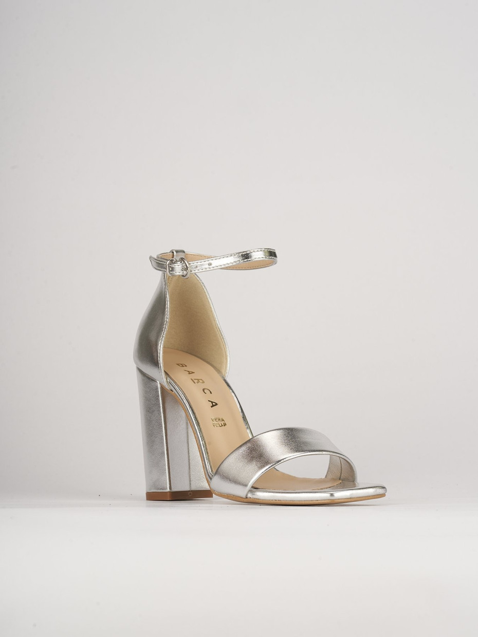 Sandali tacco 8cm pelle argento