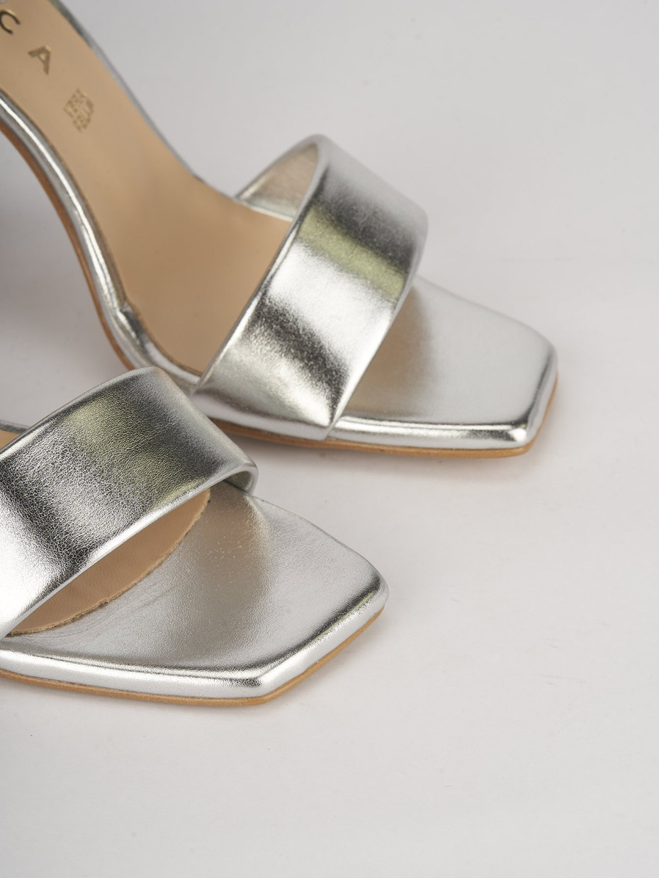 Sandali tacco 8cm pelle argento