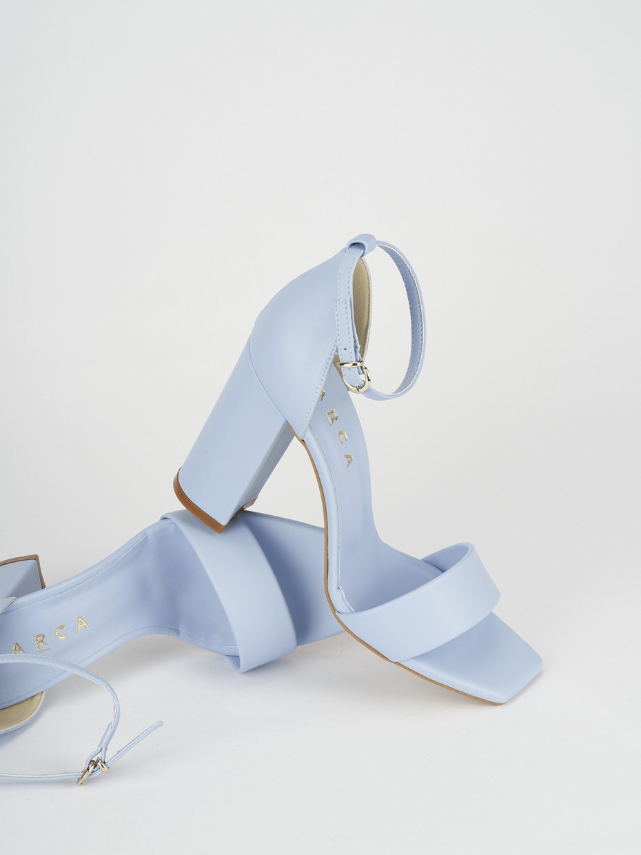 Sandali tacco 8cm pelle azzurro