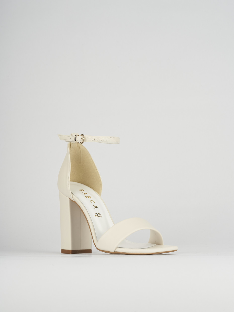 High heel sandals heel 8 cm white leather