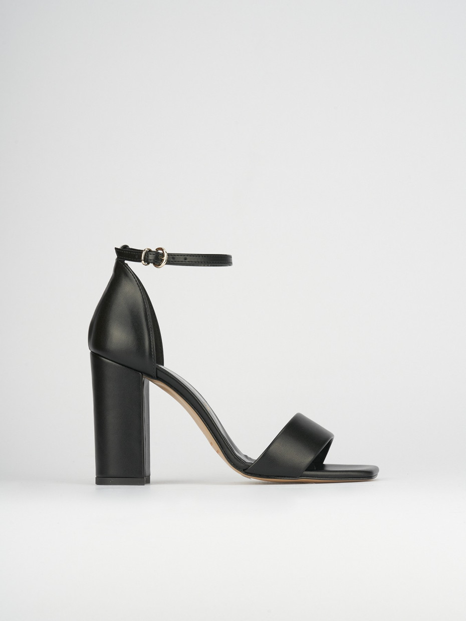 High heel sandals heel 8 cm black leather