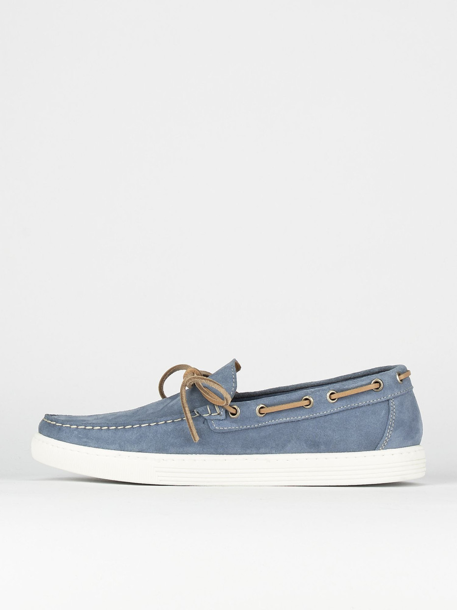 Loafers heel 1 cm light blue chamois