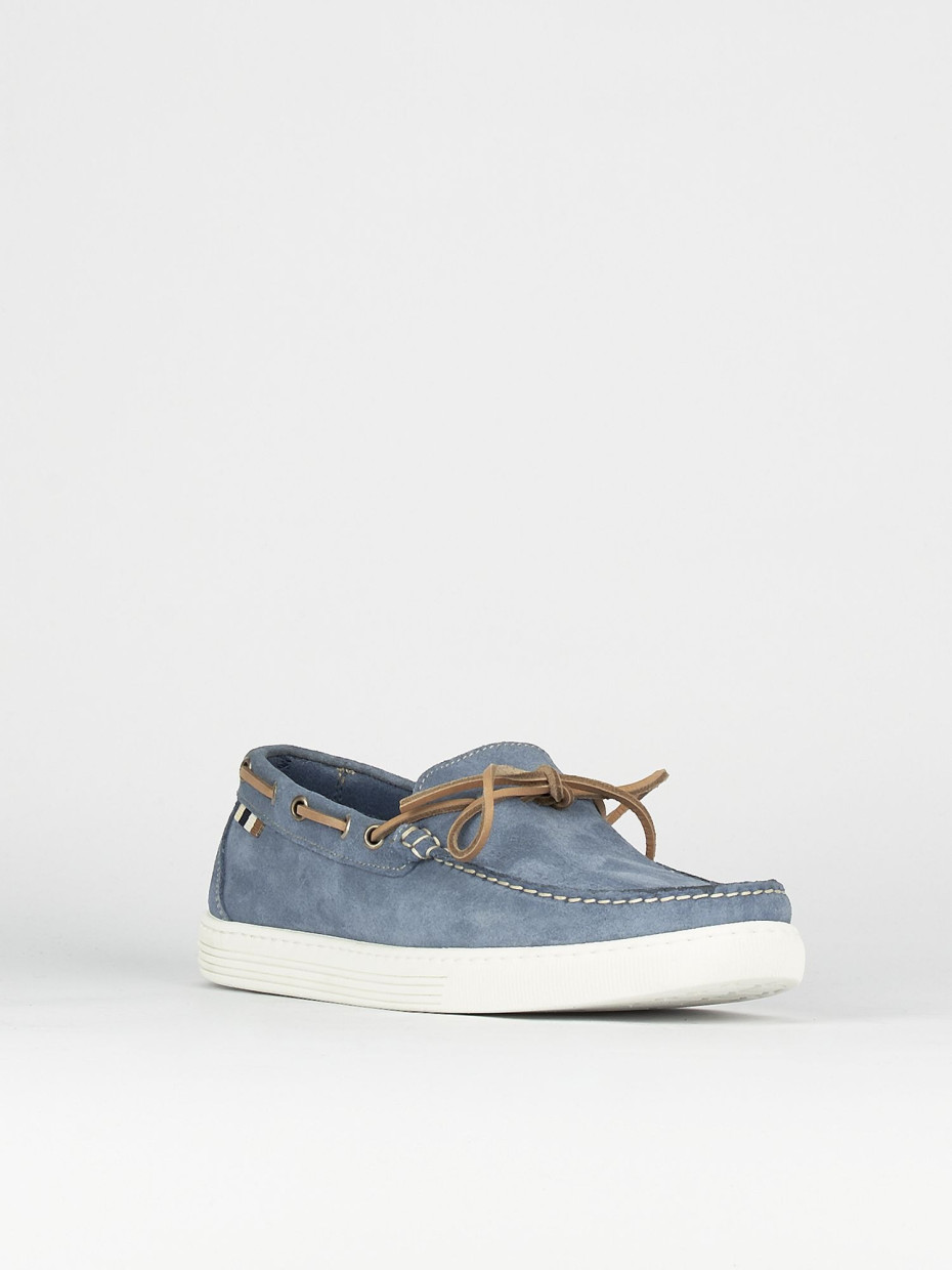 Loafers heel 1 cm light blue chamois