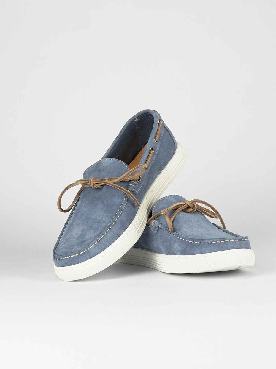 Loafers heel 1 cm light blue chamois