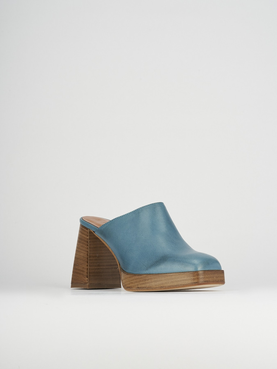 Sabot heel 9 cm blu leather