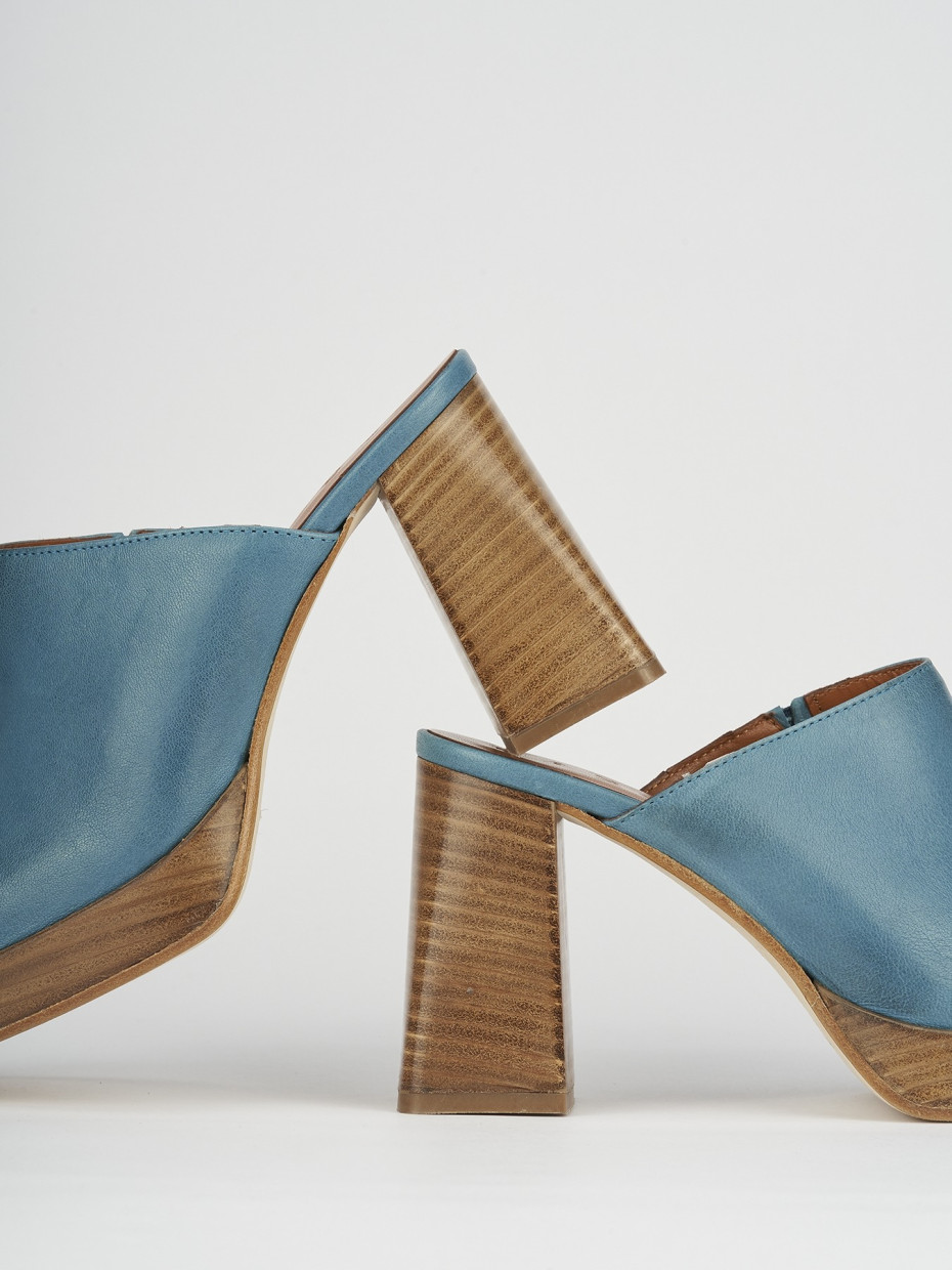 Sabot heel 9 cm blu leather