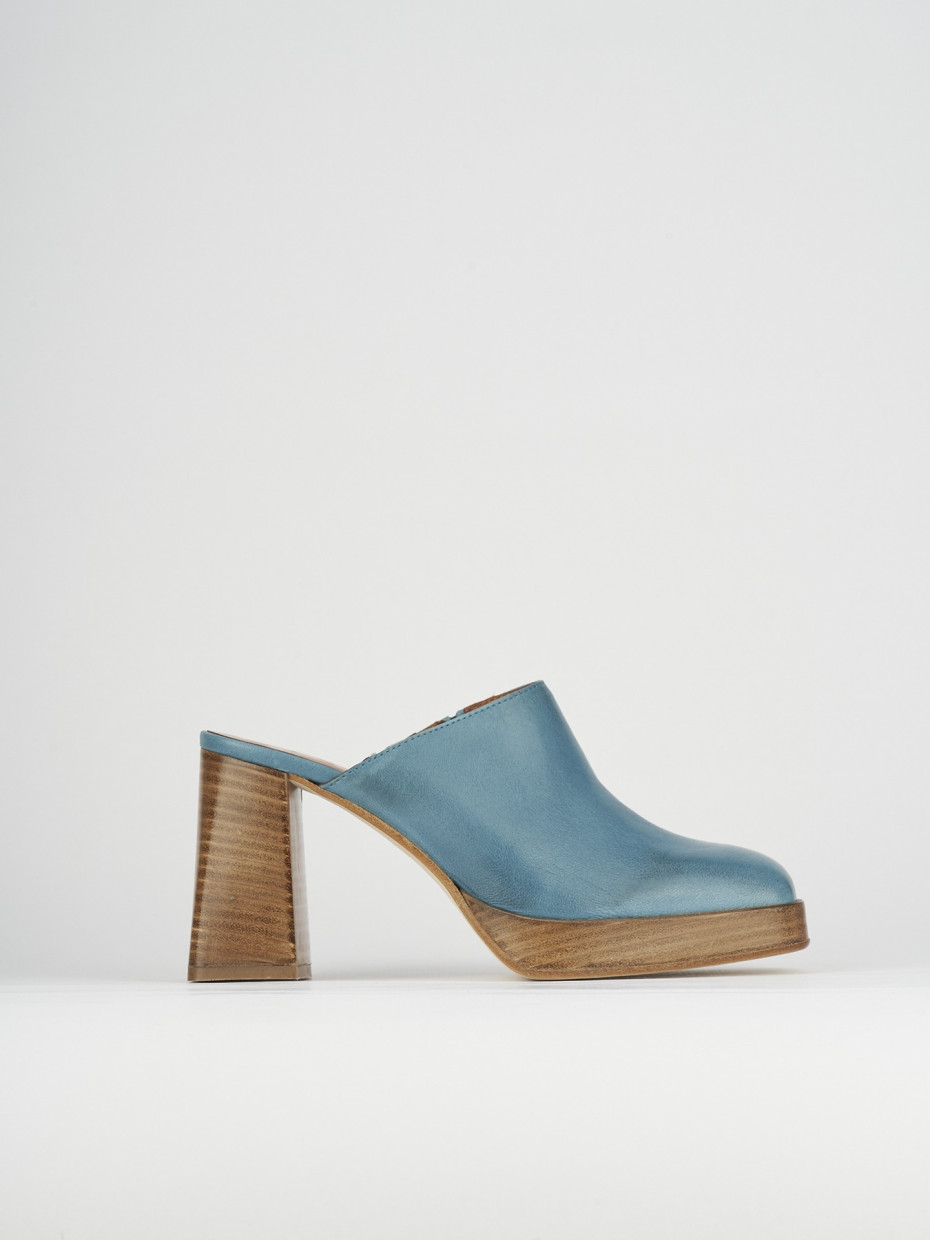 Sabot heel 9 cm blu leather