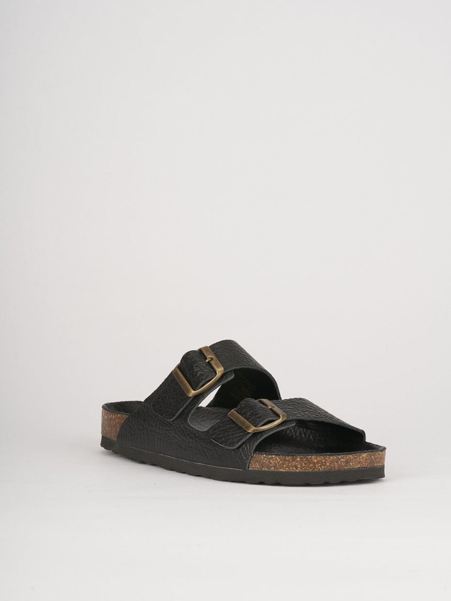 Slippers black leather