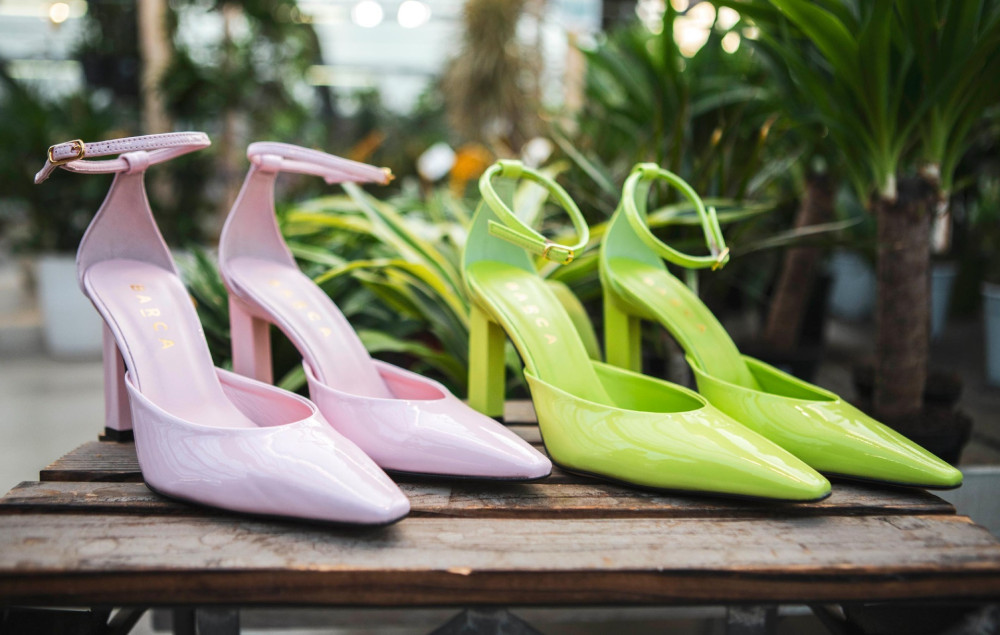 Décolleté e slingback tacco 9cm vernice rosa